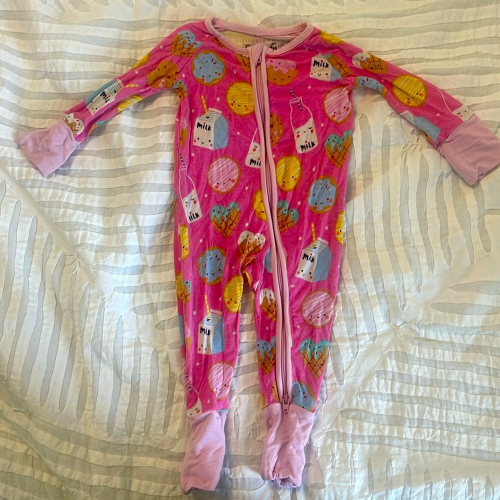 Milk and Cookies Baby Girl Little Sleepies Zippie, 0-3 months